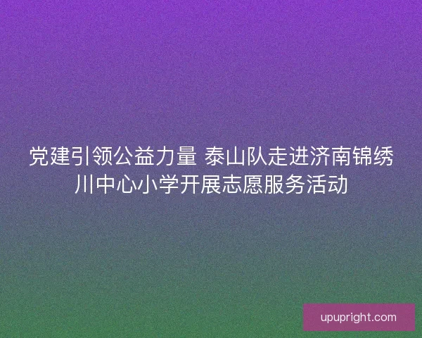 党建引领公益力量 泰山队走进济南锦绣川中心小学开展志愿服务活动 党建引领公益力量 泰山队走进济南锦绣川中心小学开展志愿服务活动