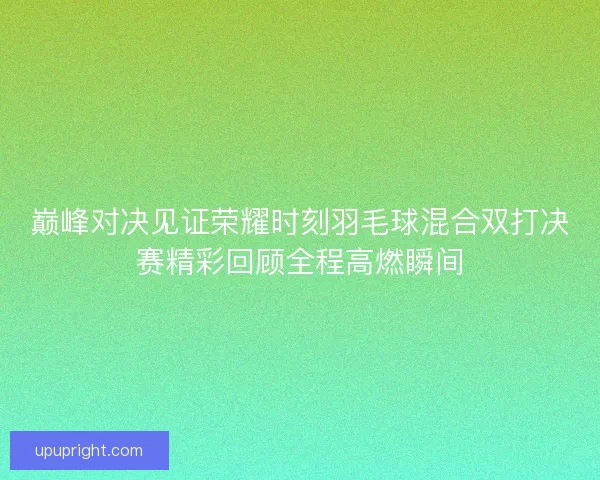 巅峰对决见证荣耀时刻羽毛球混合双打决赛精彩回顾全程高燃瞬间 巅峰对决见证荣耀时刻羽毛球混合双打决赛精彩回顾全程高燃瞬间