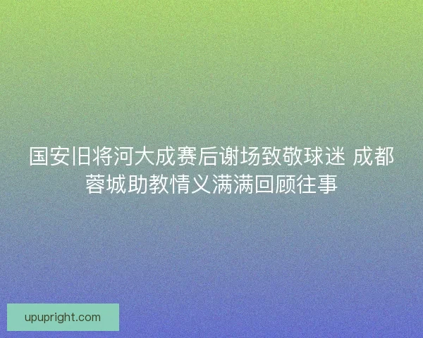 国安旧将河大成赛后谢场致敬球迷 成都蓉城助教情义满满回顾往事 国安旧将河大成赛后谢场致敬球迷 成都蓉城助教情义满满回顾往事