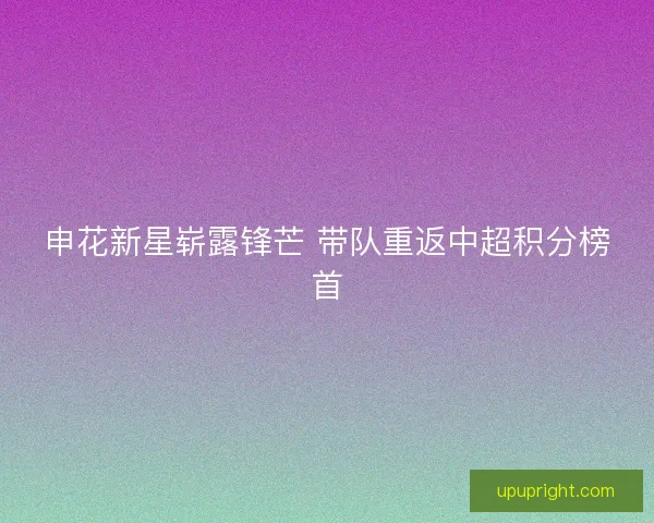 申花新星崭露锋芒 带队重返中超积分榜首 申花新星崭露锋芒 带队重返中超积分榜首